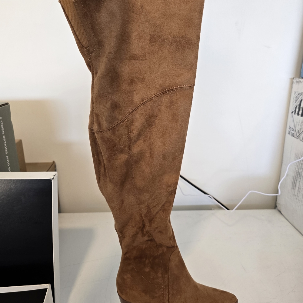 Brown Suede Knee-High Women's Boots